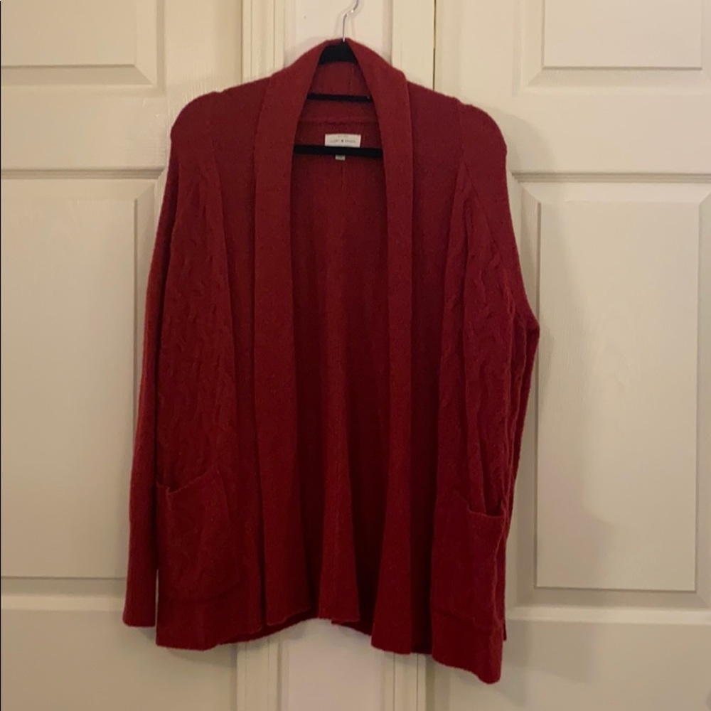 Lucky Brand Open Cardigan crimson size xl